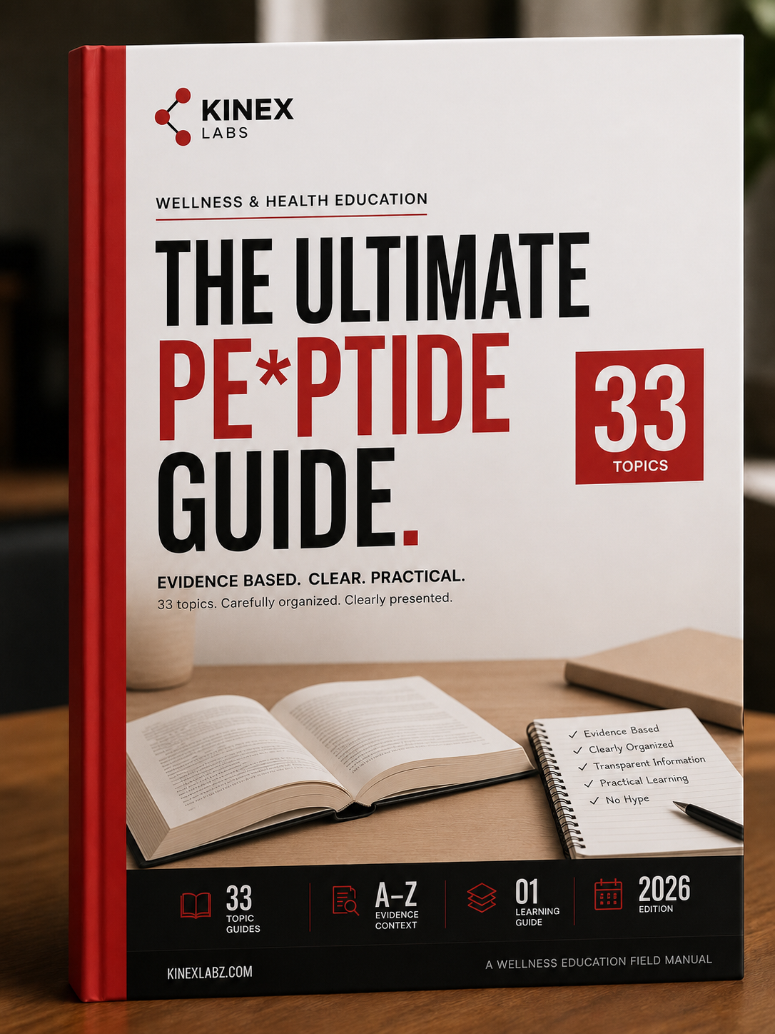The Ultimate P*ptide Guide by KinexLabz premium educational research guide book mockup